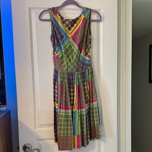 Vintage Multicolor Sleeveless Women's Dress